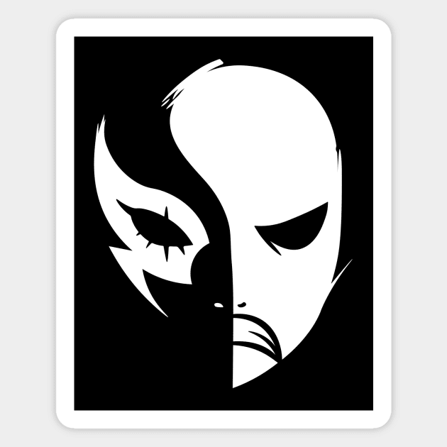 Angry Mask - White Magnet by Darasuum